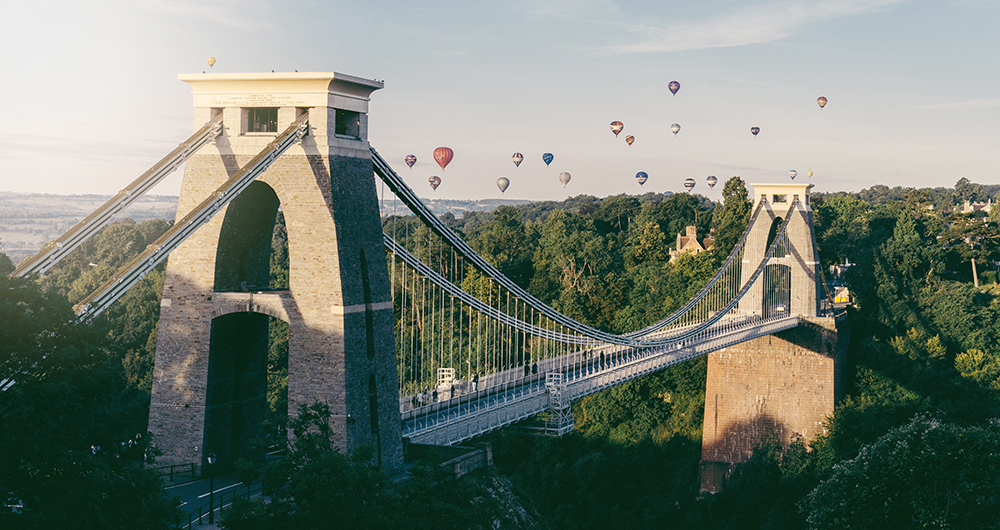 Hot-air balloons over Clifton suspension bridge
