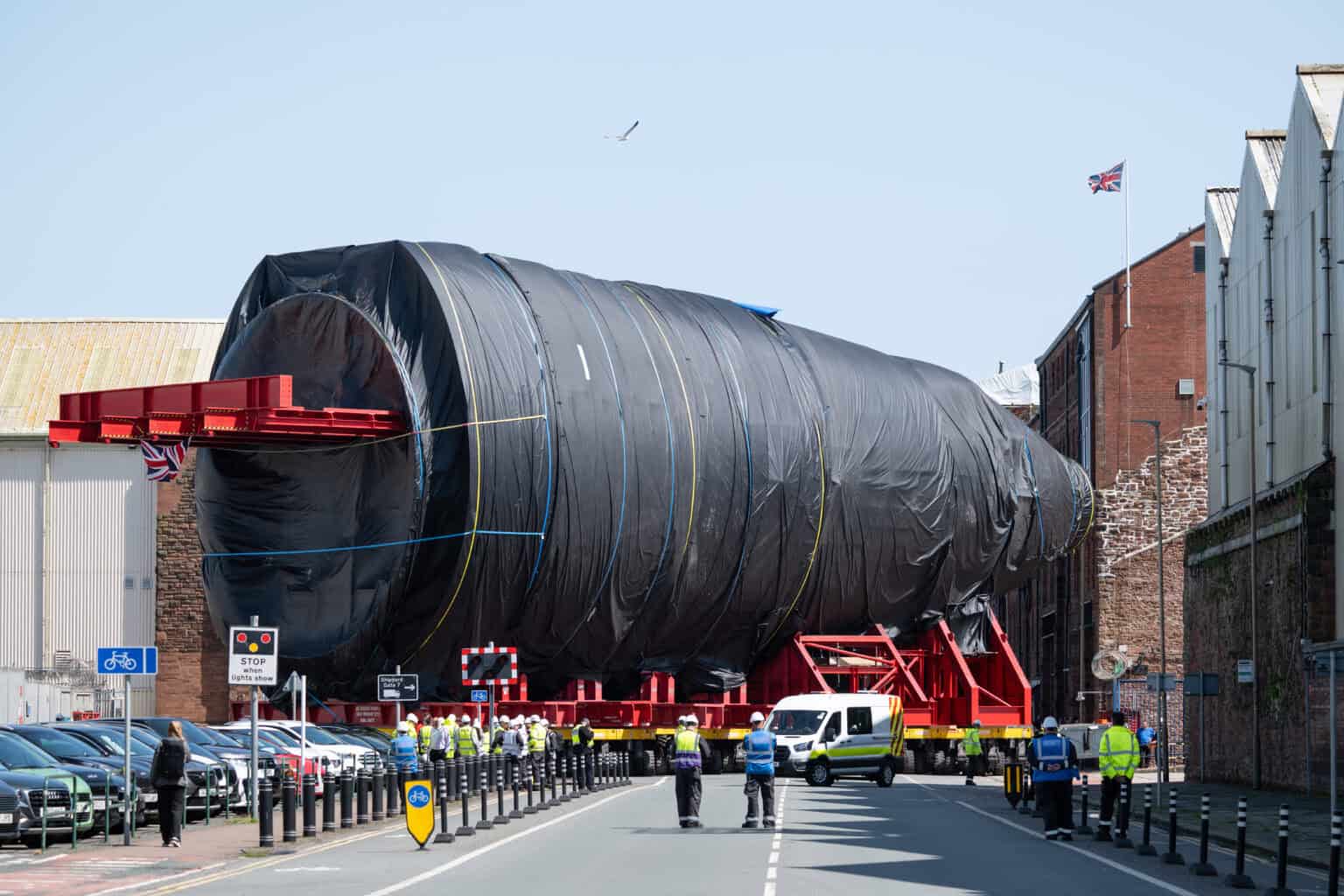 Two new large sections of Dreadnought submarine transported through ...